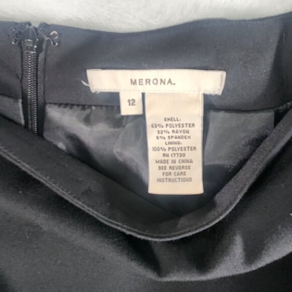 Merona Stretch Black Knee Length, Midi, Pencil Skirt Stretch Zipper Size 12 - Picture 9 of 9